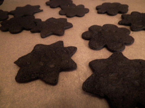 A photo I took after the tiny fire was out... I took the biscuits inside trying to save them. I couldn't be a baker but I made some convincing chalk there. 